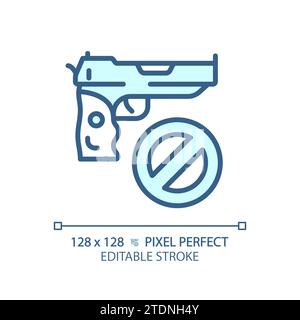 2D thin linear pixel perfect simple blue gun control icon Stock Vector
