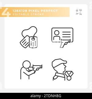 Editable black simple weapons icons collection Stock Vector