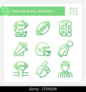 American football match gradient linear vector icons set Stock Vector