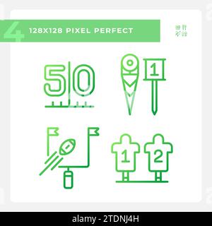 Football match preparation gradient linear vector icons set Stock Vector