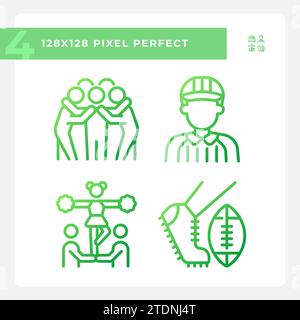 American football team gradient linear vector icons set Stock Vector