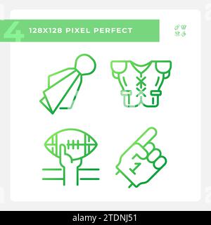 Football game elements gradient linear vector icons set Stock Vector