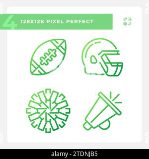 Football equipment gradient linear vector icons set Stock Vector