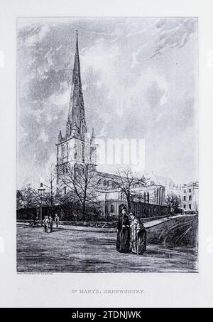 St. Mary's, Shrewsbury from the book ' Cathedrals, abbeys and churches of England and Wales : descriptive, historical, pictorial ' Volume 2 by Bonney, T. G. (Thomas George), 1833-1923; Publisher London : Cassell 1890 Stock Photo