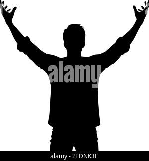 Silhouette of a man raising arms. vector illustration Stock Vector