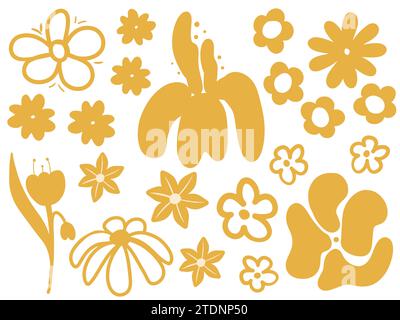 Set of colors in the style of minimalism and boho. Yellow flowers Stock Vector