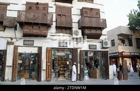 Historic Souq al Alawi at the Red Sea port city of Jeddah in Saudi Arabia Stock Photo