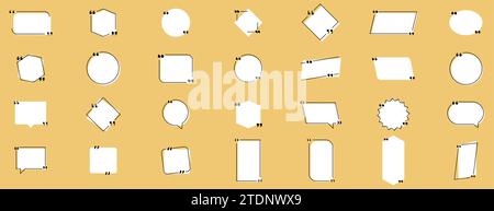 Set quote box frame, texting quote blank template boxes, design boxes quotation bubble blog symbols, bubble blog quotes symbols - stock vector Stock Vector