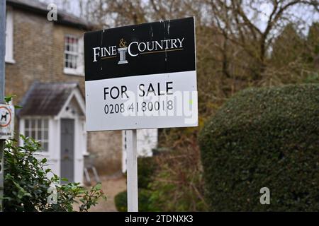 Estate agent's for sale signs in Bukchurst Hill, Essex, England, UK Stock Photo