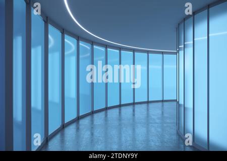 3d illustration. Laboratory corridor supercomputer blue background Stock Photo