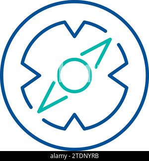 Magnetic compass business process organization symbol. Business growth direction indicator tool. Simple linear color icon isolated on white background Stock Vector