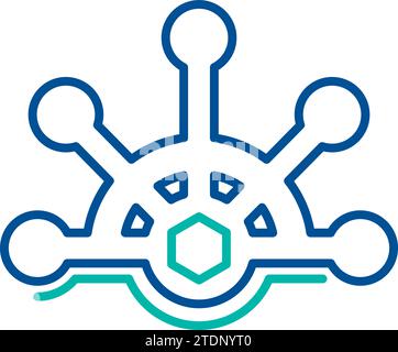Joint choice diagram, business process organization symbol. Teamwork searching for joint solution. Simple linear color icon isolated on white backgrou Stock Vector