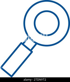 Magnifying glass tool, business process organization symbol. Classic pictogram of search and analysis web page. Simple linear color icon isolated on w Stock Vector