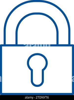 Closed padlock, business process organization symbol. Reliable storage of information and data. Simple linear color icon isolated on white background Stock Vector