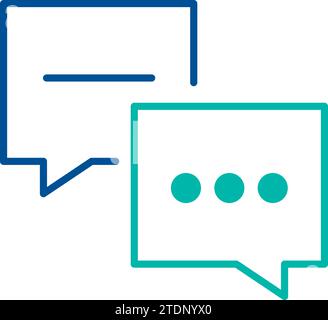 Speech bubbles, business process organization symbol. Discussion of goals and objectives, conversation between employees. Simple linear color icon iso Stock Vector