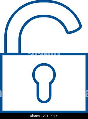 Open padlock, business process organization symbol. Unblocked access to computer data. Simple linear color icon isolated on white background Stock Vector