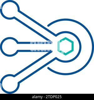 Power distribution diagram, business process organization symbol. Delegation of responsibilities and distribution of tasks. Simple linear color icon i Stock Vector