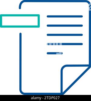 Document with minus sign, business process organization symbol. Excluding files and information from the database. Simple linear color icon isolated o Stock Vector