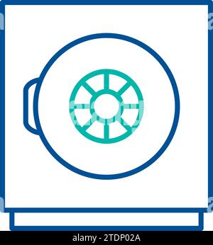 Square bank safe, business process organization symbol. Secure storage of savings and investments. Simple linear color icon isolated on white backgrou Stock Vector