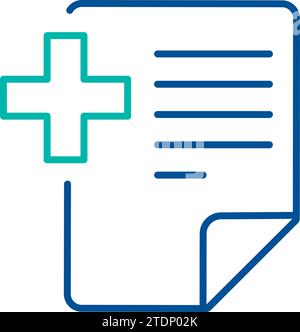 Paper document with plus sign, business process organization symbol. Verification and approval of incoming documentation. Simple linear color icon iso Stock Vector