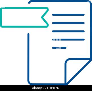 Important document with bookmark, business process organization symbol. Organization and storage of electronic and paper data. Simple linear color ico Stock Vector