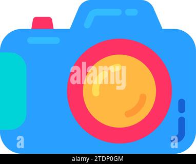 Professional SLR camera of paparazzi photographer. Secret agent detective equipment for industrial espionage. Photo and video tool. Simple Flat vector Stock Vector