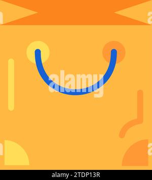 Buyer carton package. Paper bag with handles for goods from store. Carrying and packing purchases from supermarket sale. Simple Flat vector isolated o Stock Vector