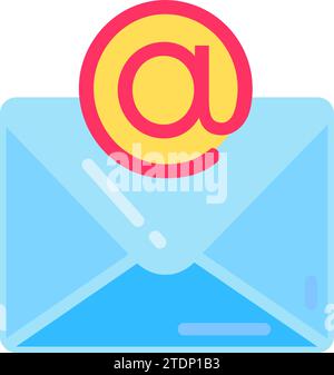 Closed paper envelope with email symbol. Business correspondence of employees. Receiving, sending electronic messages in office. Simple Flat vector is Stock Vector