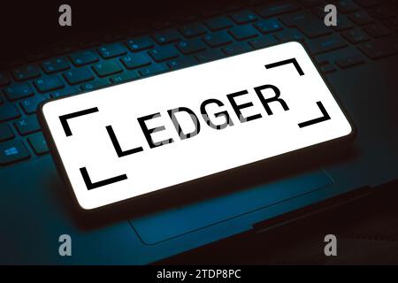 Brazil. 18th Dec, 2023. In this photo illustration, the Ledger logo is displayed on a smartphone screen (Photo by Rafael Henrique/SOPA Images/Sipa USA) *** Strictly for editorial news purposes only *** Credit: Sipa USA/Alamy Live News Stock Photo