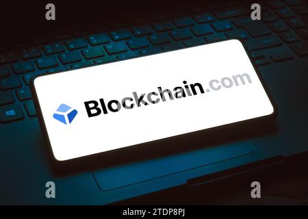 Brazil. 18th Dec, 2023. In this photo illustration, the Blockchain logo is displayed on a smartphone screen. (Photo by Rafael Henrique/SOPA Images/Sipa USA) *** Strictly for editorial news purposes only *** Credit: Sipa USA/Alamy Live News Stock Photo