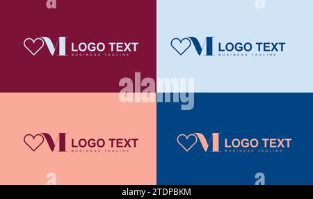 Combination of M letter and heart logo. combination of the letter M with a heart or love shape Stock Vector