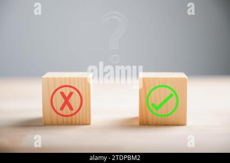 Wooden cubic blocks showcase yes or no choice concept for business and lifestyle. Decision-making Stock Photo