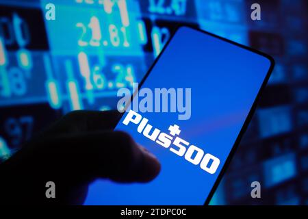 Brazil. 18th Dec, 2023. In this photo illustration, the Plus500 logo is displayed on a smartphone screen. (Credit Image: © Rafael Henrique/SOPA Images via ZUMA Press Wire) EDITORIAL USAGE ONLY! Not for Commercial USAGE! Stock Photo