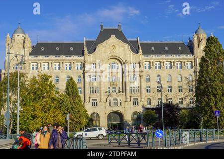 Budapest, Hungary, November 3, 2023:Gresham Palace, secession architecture in Budapest, built in 1907, directly opposite the Chain Bridge. Stock Photo