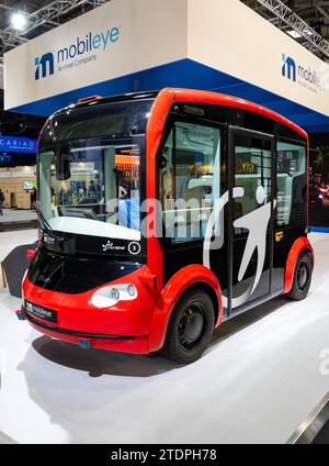 Transdev Mobileye autonomous driving shuttle bus showcased at the IAA Mobility 2021 motor show in Munich, Germany - September 6, 2021. Stock Photo
