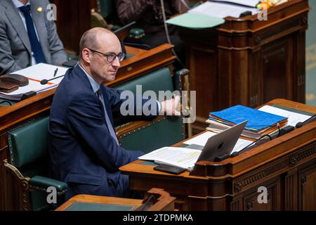 Brussels, Belgium. 19th Dec, 2023. Vice-prime minister and Finance Minister Vincent Van Peteghem is pictured at a plenary session of the Chamber at the Federal Parliament in Brussels on Tuesday 19 December 2023. BELGA PHOTO JONAS ROOSENS Credit: Belga News Agency/Alamy Live News Stock Photo