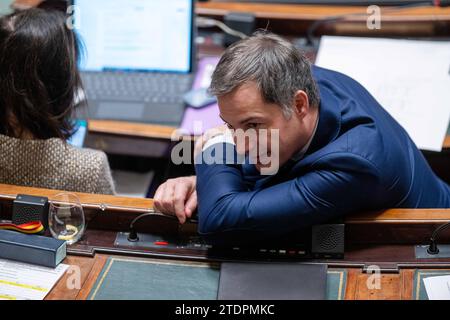 Brussels, Belgium. 19th Dec, 2023. Prime Minister Alexander De Croo is pictured during a plenary session of the Chamber at the Federal Parliament in Brussels on Tuesday 19 December 2023. BELGA PHOTO JONAS ROOSENS Credit: Belga News Agency/Alamy Live News Stock Photo