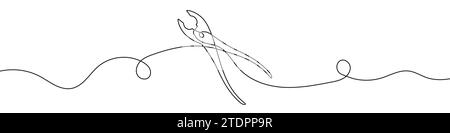 Continuous editable line drawing of pliers. One line drawing background. Vector illustration. Single line pliers icon. Stock Vector