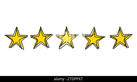 Hand draw doodle of five stars illustration in continuous line arts ...