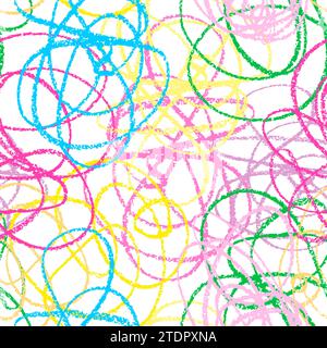 Crayon Hand drawn line seamless pattern. Doodle design element. Stock Vector