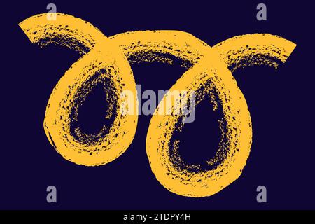 paint brush stroke. Hand drawn grunge squiggle element.  yellow, blue, violet icon in flat style of curved and wavy lines. Chaotic ink brush scribble Stock Vector