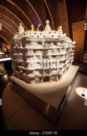 A model of the Casa Mila apartments on display in the attic of Casa Mil, Barcelona, Spain Stock Photo