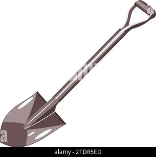 Shovel is gardening tool isolated on white background. Vector illustration in cartoon style. Stock Vector