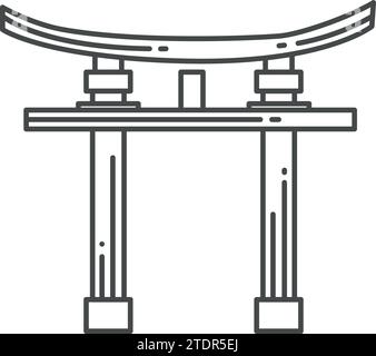Simple black outline drawing of the TORII GATE, JAPAN Stock Vector