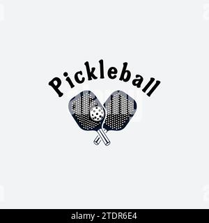 pickleball Icons and a pickleball club vector silhouette illustration Stock Vector