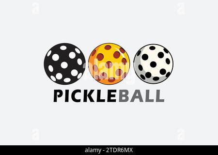 pickleball Icons and a pickleball club vector silhouette illustration Stock Vector
