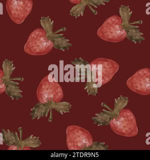 Vector isolated illustration of pattern with strawberries. Stock Vector