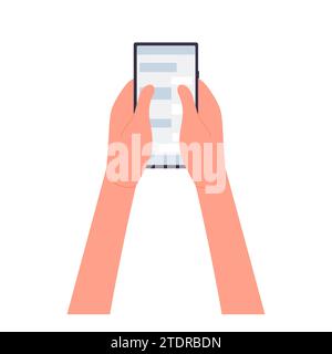 Hands with mobile phone chatting. Smartphone communication chat cartoon vector illustration Stock Vector