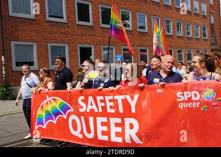 Kevin Kühnert, General Secretary of the SPD, Social Democratic Party of Germany, demonstrates with other party members at CSD Pride in Munich. Stock Photo