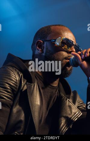 Maitre Gims en tete d'affiche, le second soir, du Festinam indoors festival au Namur Expo. |  The french rapper Maitre Gims at the Festinam Stock Photo